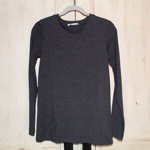 Zenana charcoal gray crewneck long-sleeve base layer tee S‎